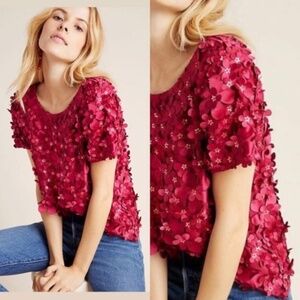 Anthro Varun Bahl Rosemarie Textured Floral Blouse 2